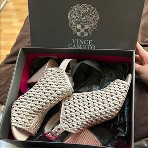 Vince Camuto Women's Cream Woven Sandals